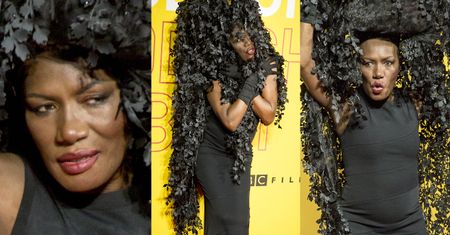 69-letnia Grace Jones w przebraniu czarnego żywopłotu na premierze filmu (ZDJĘCIA)