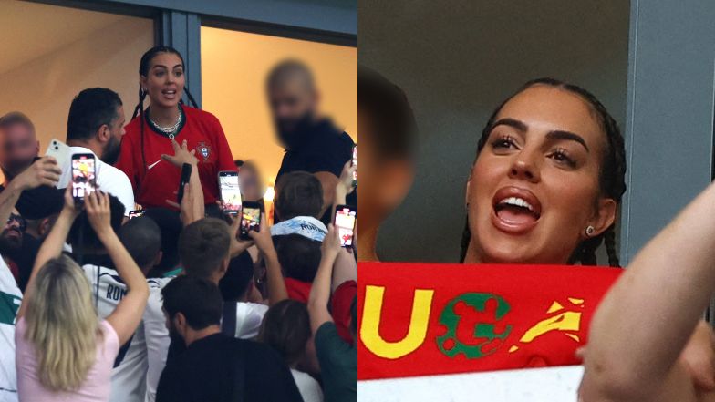 Georgina Rodriguez at the match between Portugal and Georgia