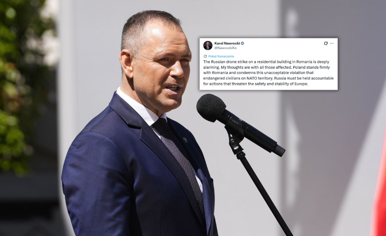 "Rosja musi ponieść odpowiedzialność". Nawrocki po uderzeniu w Rumunii