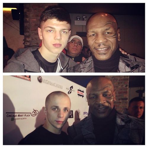 Patryk Szymański, Kamil Łaszczyk i Mike Tyson podczas konferencji w Chicago. fot: Global Boxing Gym