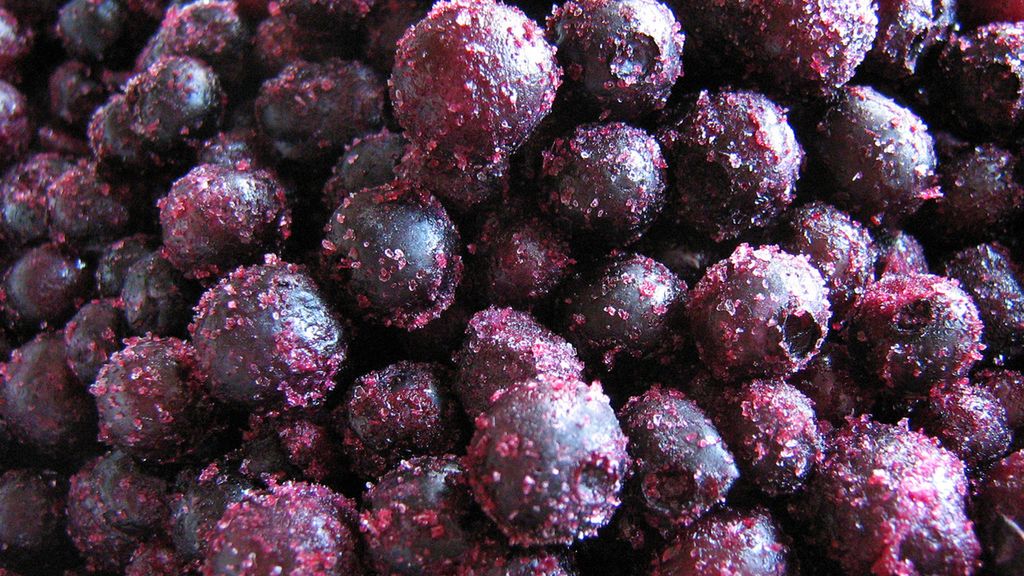 Mrożone jagody z dodatkiem cukru