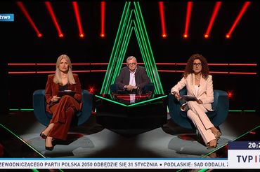 Kadr z programu  TVP Info "Trójkąt Polityczny" 