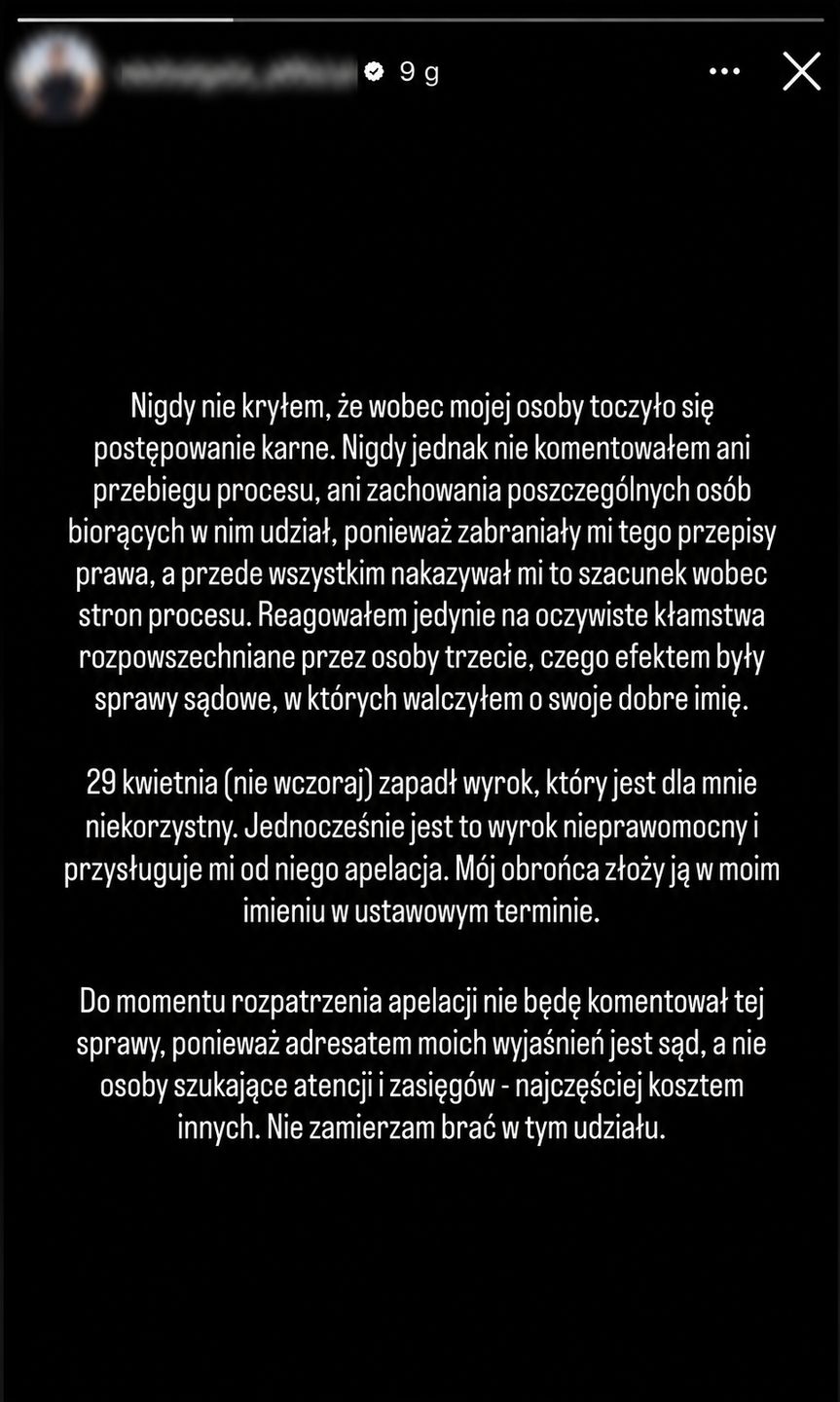 Oświadczenie Michała G.
