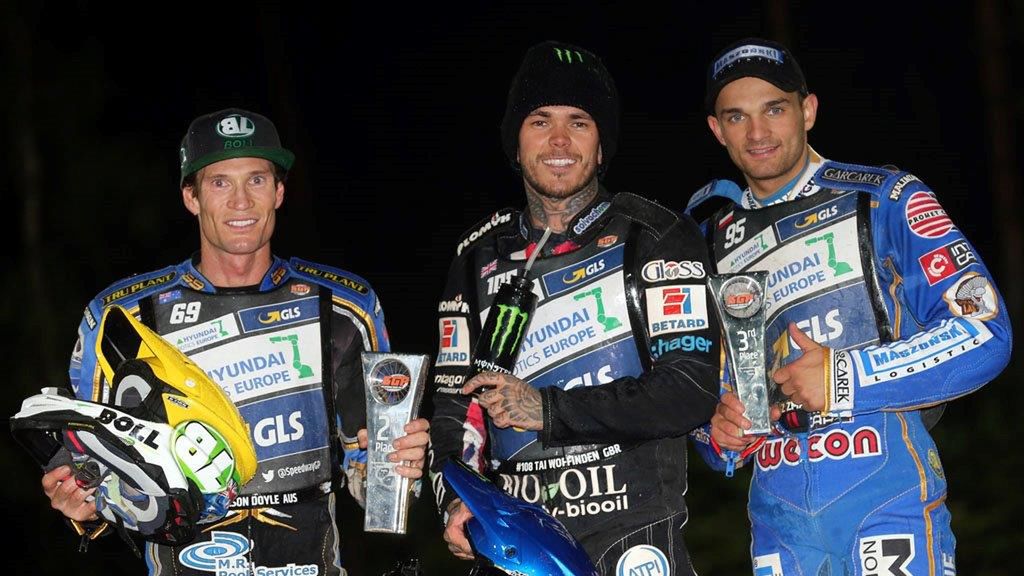 WP SportoweFakty / Jarosław Pabijan / Na zdjęciu: Podium GP Niemiec 2018. Od lewej: Doyle, Woffinden i Zmarzlik