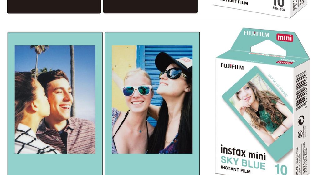 Nowe kolory ramek we wkładach do Instaxa Mini, Sky Blue oraz Black, prezentują się świetnie 1