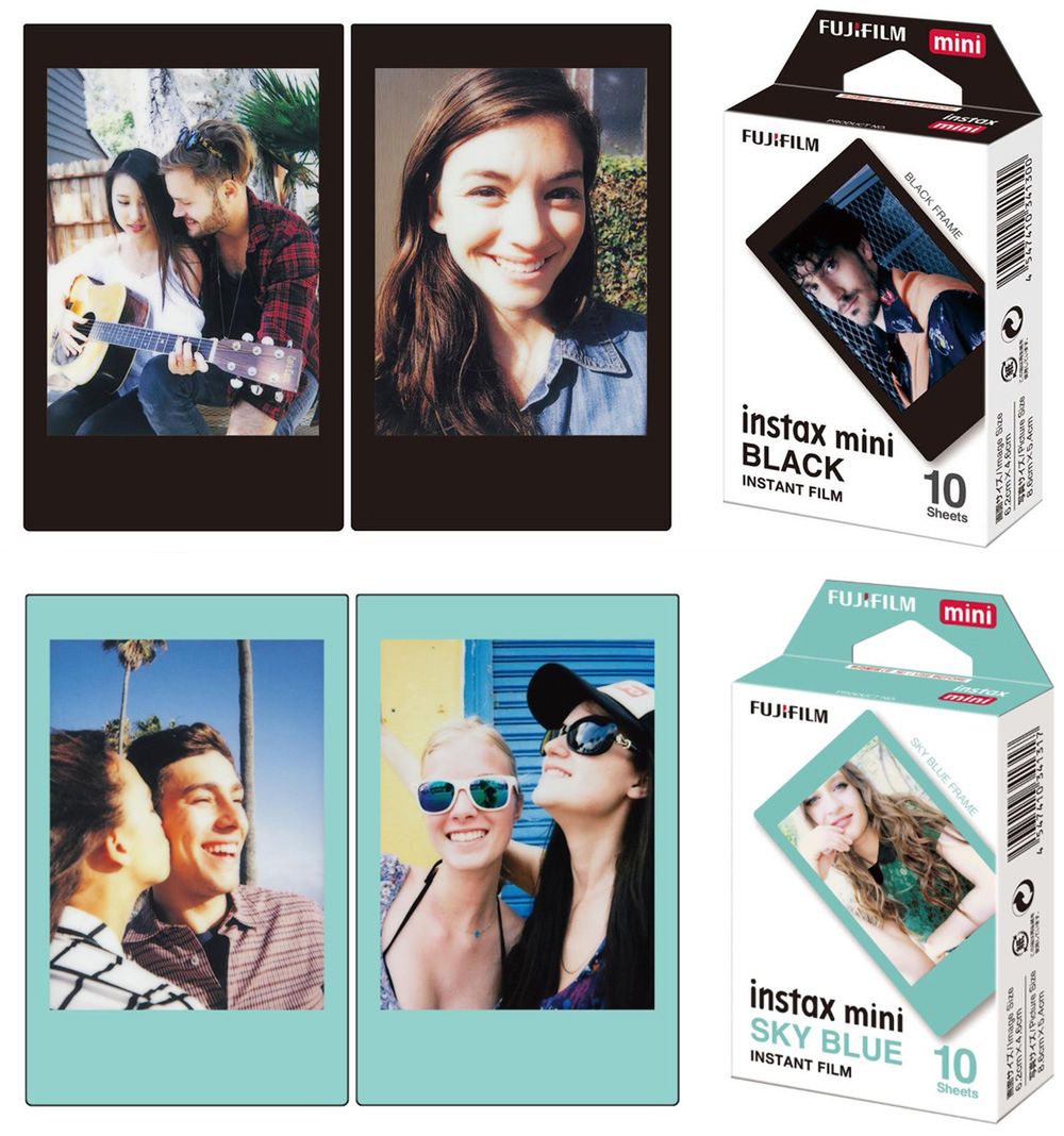 Nowe kolory ramek we wkładach do Instaxa Mini, Sky Blue oraz Black, prezentują się świetnie