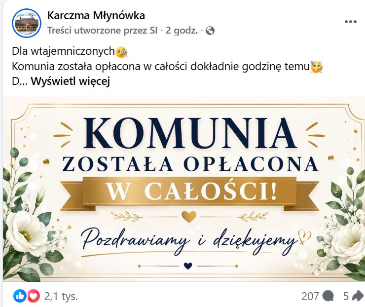 Kobiety zapłaciły za przyjęcie komunijne