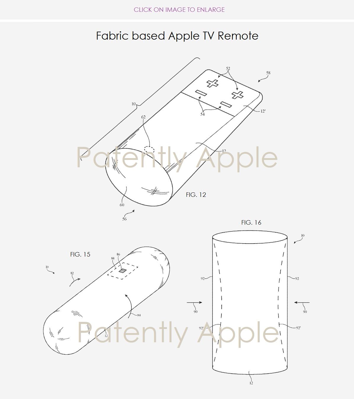 Tak może wyglądać „szmaciany” pilot do Apple TV / Patentlyapple.com