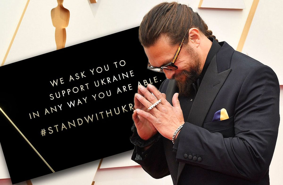 Jason Momoa na czerwonym dywanie solidaryzował się z Ukraińcami. Podczas samej gali widzów poproszono o kilka chwil ciszy w celu oddania hołdu ofiarom i uchodźcom