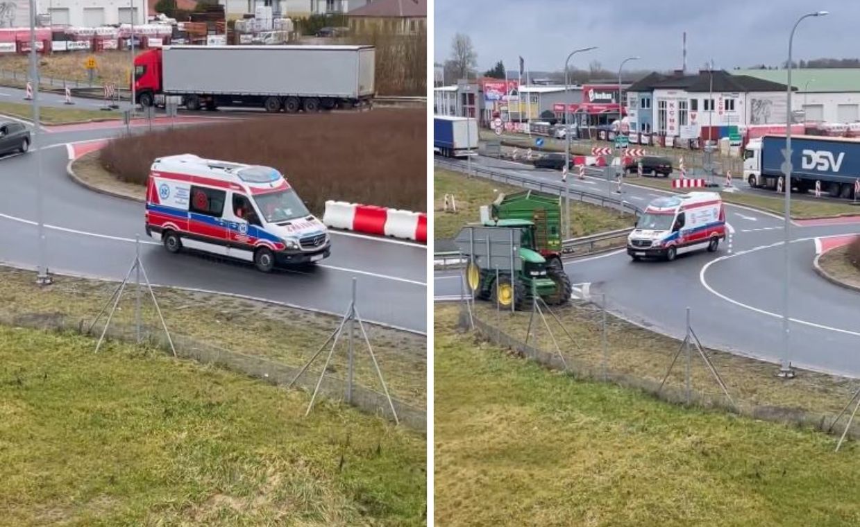 Skandaliczne zachowanie rolników. Nie chcieli przepuścić karetki