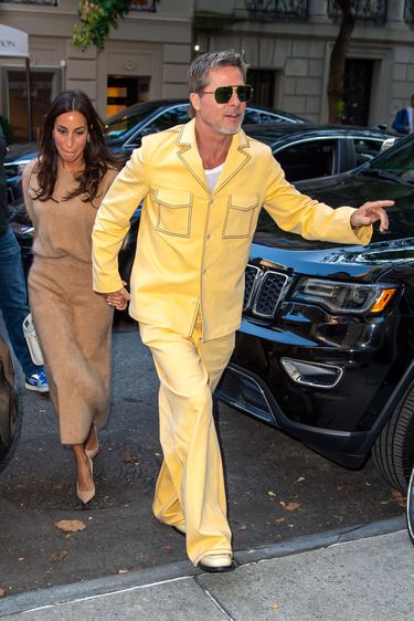 NEW YORK, NY - SEPTEMBER 09: Ines de Ramon and Brad Pitt are seen on September 09, 2024 in New York City.  (Photo by METROPOLIS/Bauer-Griffin/GC Images)