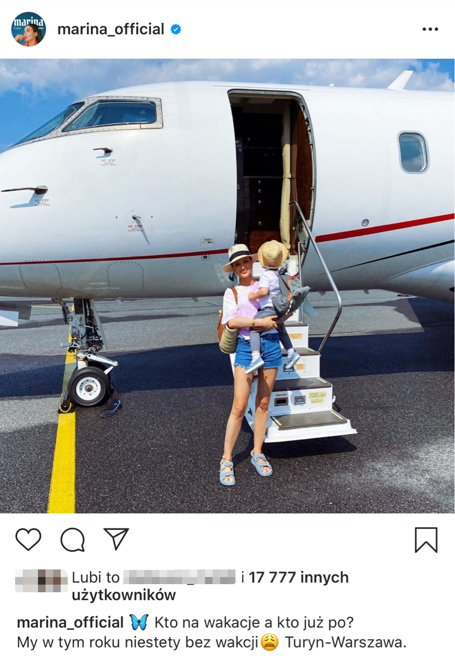 Post Mariny Łuczenko na Instagramie