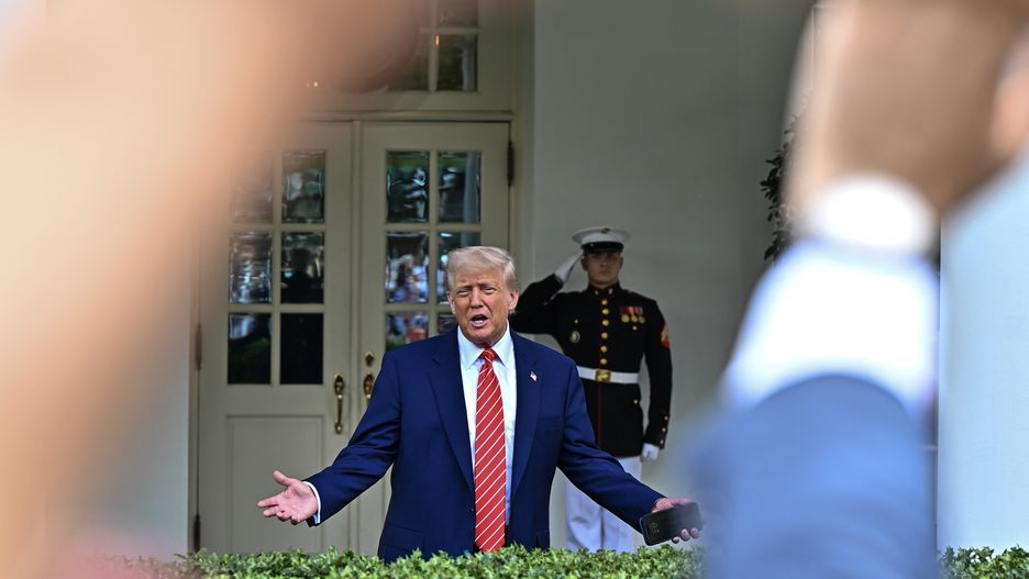 WASHINGTON, DC - MAY 8: President Donald Trump speaks to the media at The White House on May 8, 2025 in Washington, D.C. (Photo by Ricky Carioti/The Washington Post via Getty Images)