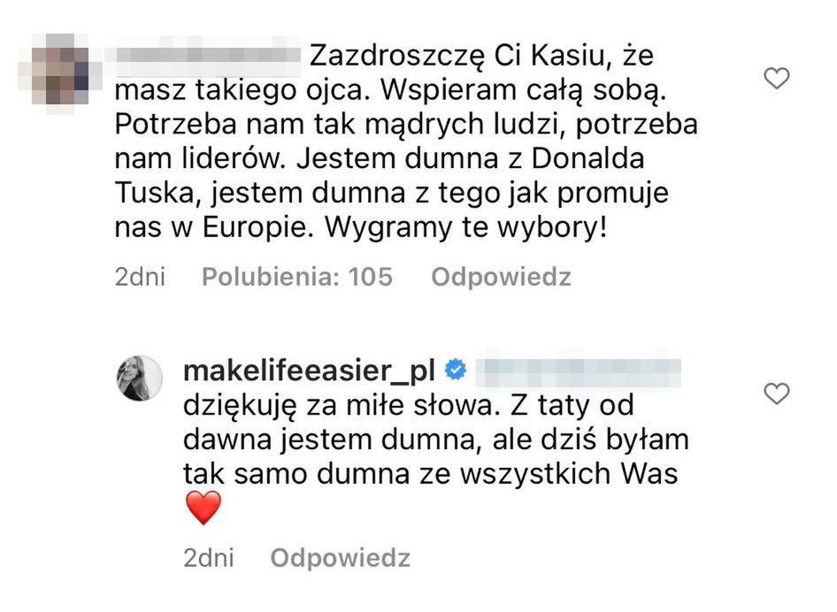 Odpowiedzi Kasi Tusk na komentarze internautów