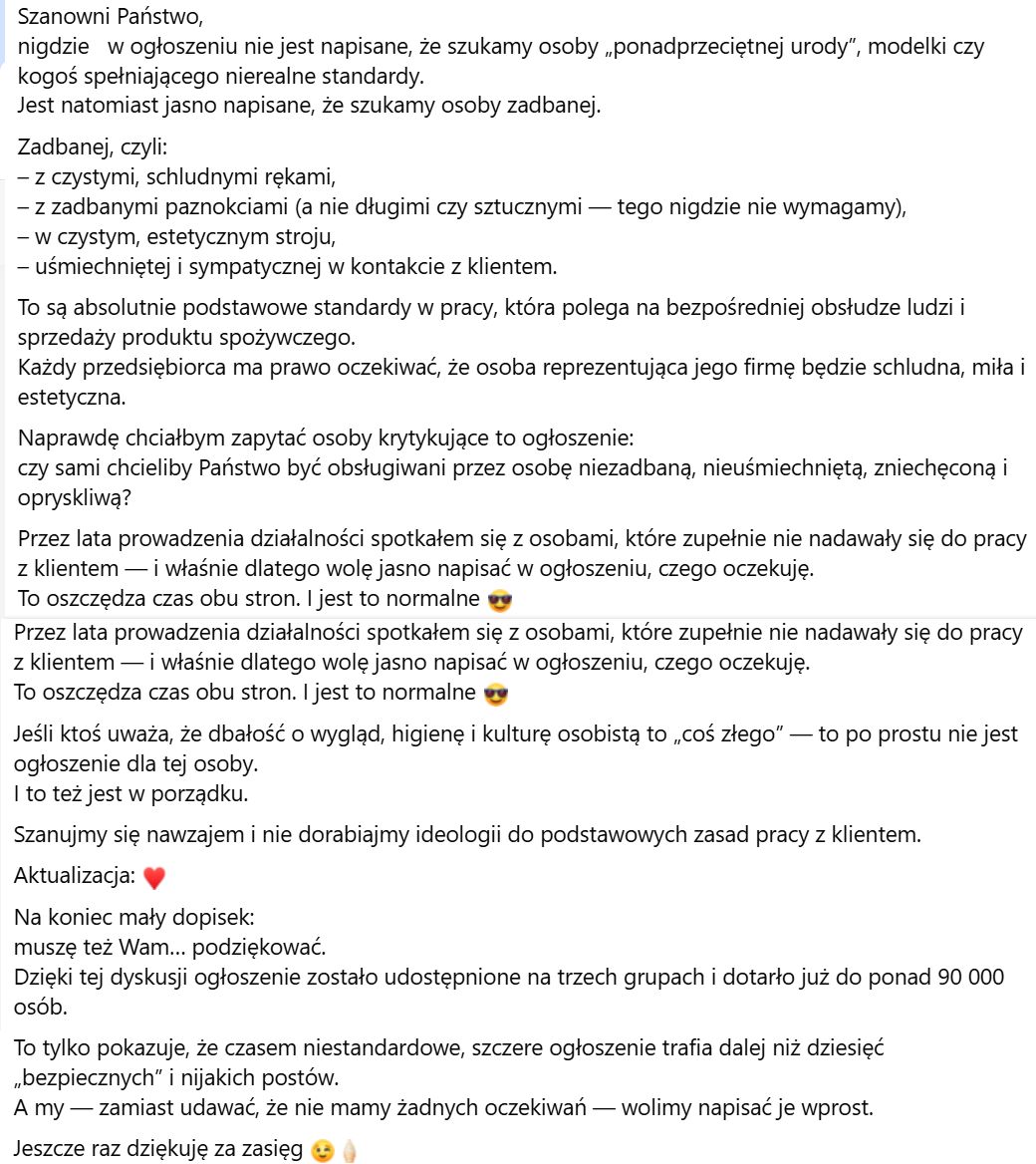 Ogłoszenie o pracę