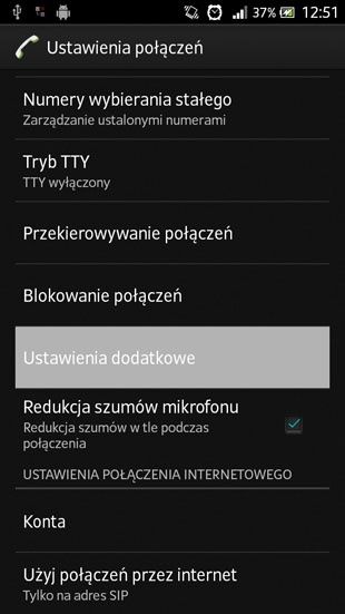 Sony Android 4.1 ustawienia dodatkowe