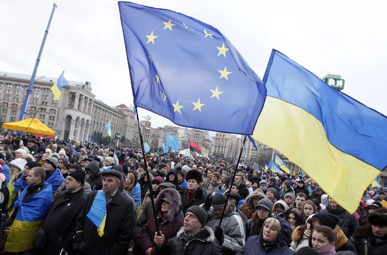 Protest zwolenników wejścia Ukrainy do Unii w Kijowie