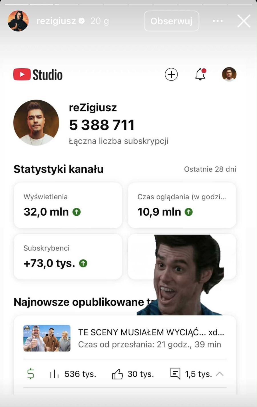 Rezi rozbił bank wyświetleń. "Sabotażysta" generuje szalone licz