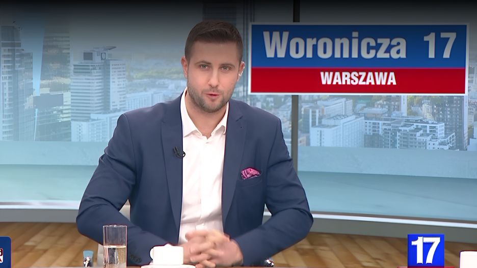 Miłosz Kłeczek w niedzielnym wydaniu programu "Woronicza 17" w TVP Info