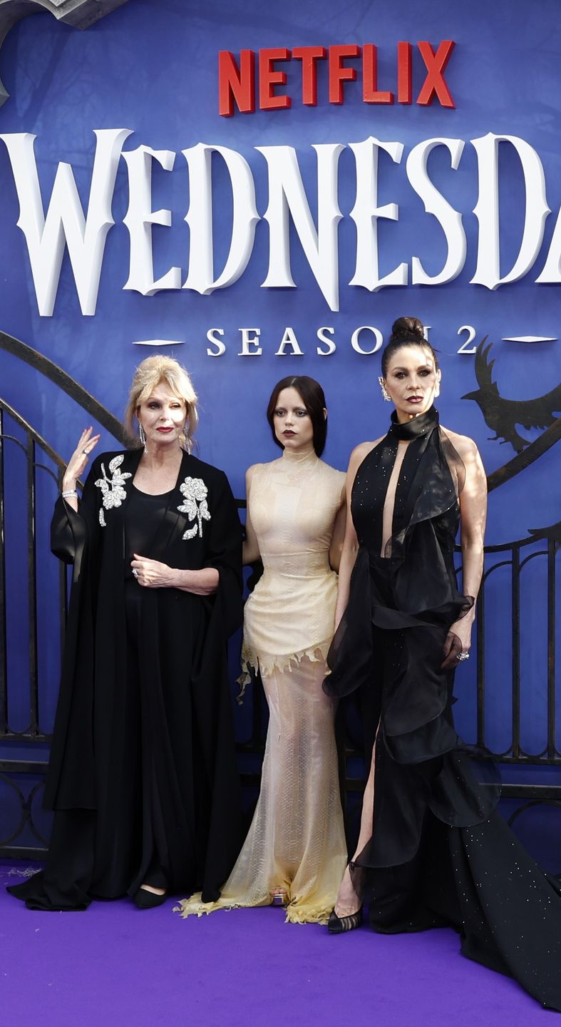 Joanna Lumley, Jenna Ortega i Catherine Zeta-Jones