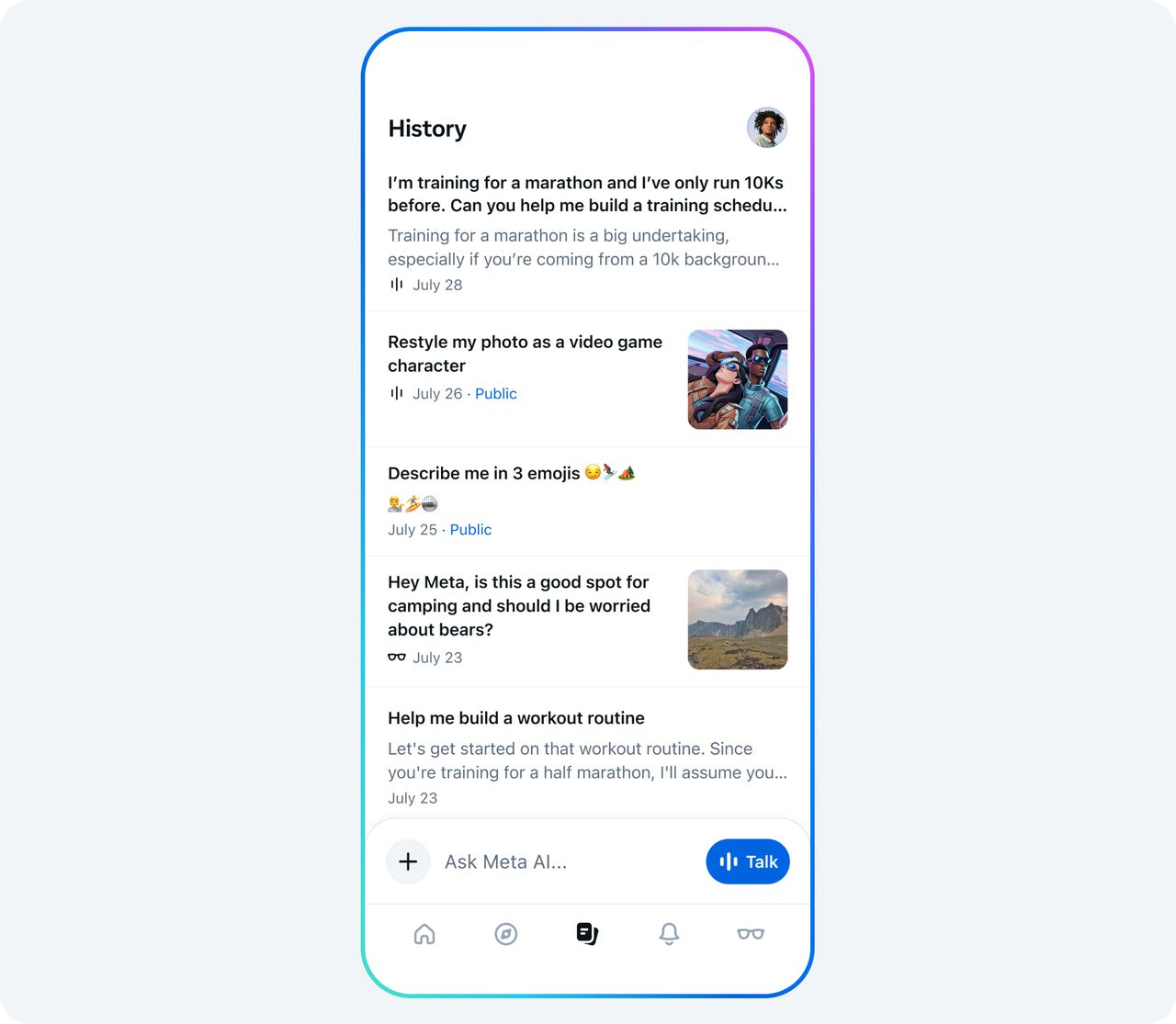 Zakładka "Discover" Meta AI