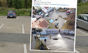 Zapadlisko w centrum Olkusza. Dziura ma 3 metry głębokości