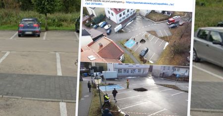 Zapadlisko w centrum Olkusza. Dziura ma 3 metry głębokości