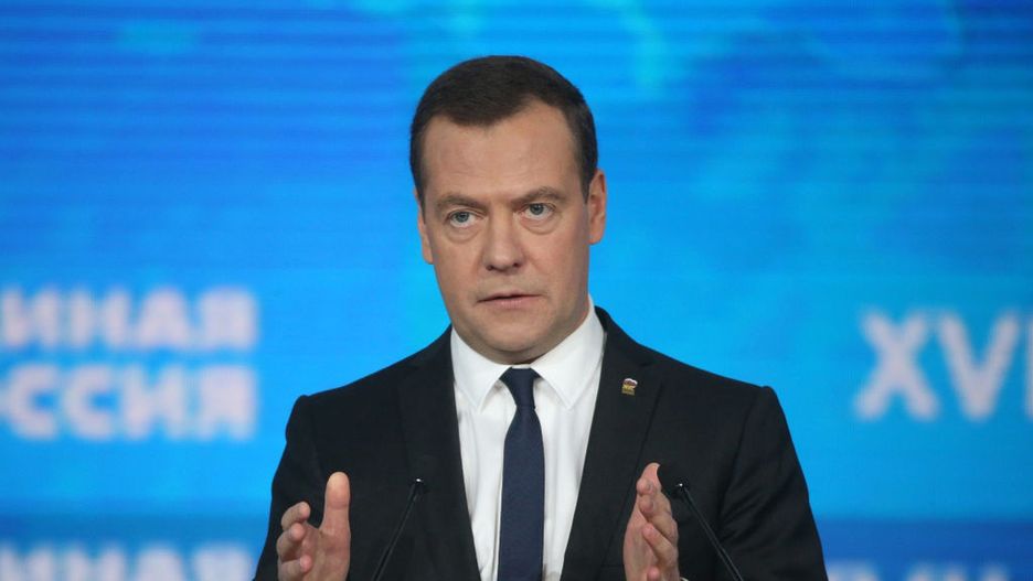 Russian President Vladimir Putin Attends The Congress of United Russia PartyMOSCOW, RUSSIA - DECEMBER 23: (RUSSIA OUT) Russian Prime Minister Dmitry Medvedev speeches during the XVII Congress of the United Russia Party on December 23, 2017 in Moscow, Russia. (Photo by Mikhail Svetlov/Getty Images)Mikhail Svetlov