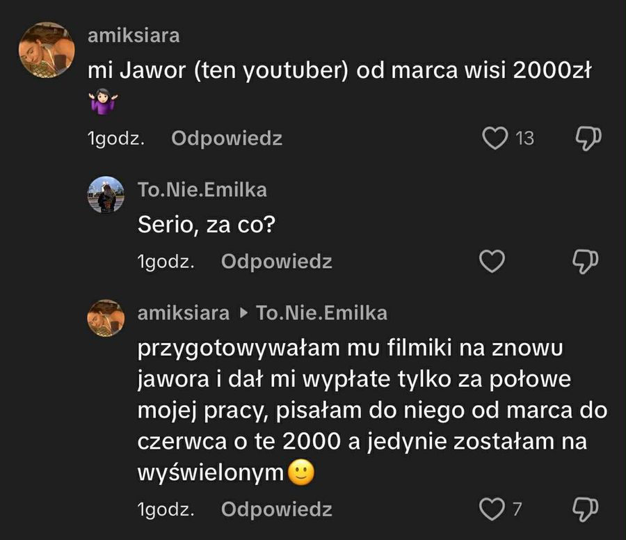 Youtuber Jawor nie zapłacił jej za pracę. Ghostował dziewczynę przez kilka miesięcy