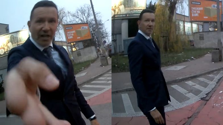 Radosław Majdan awanturuje się przed szkołą