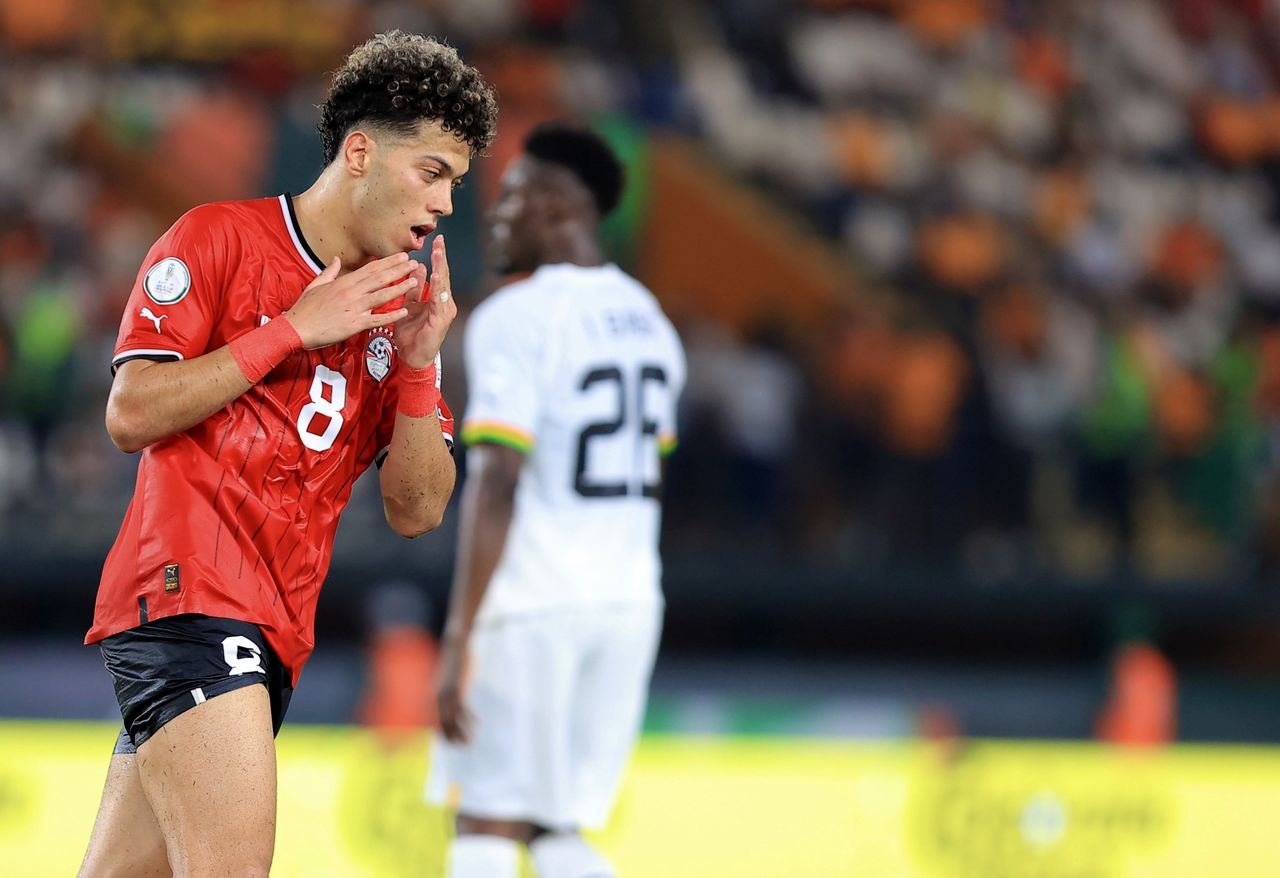 ABIDJAN, IVORY COAST - JANUARY 18: Emam Ashour (8) of Egypt in action during the Africa Cup of Nations (CAN) 2024 group B football match between Ghana and Egypt at Felix Houphouet-Boigny Stadium in Abidjan, Ivory Coast on January 18, 2024. (Photo by Fareed Kotb/Anadolu via Getty Images)