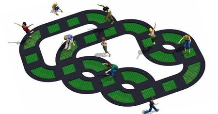 Modularna trampolina gwarantuje świetną zabawę i wielkie siniaki