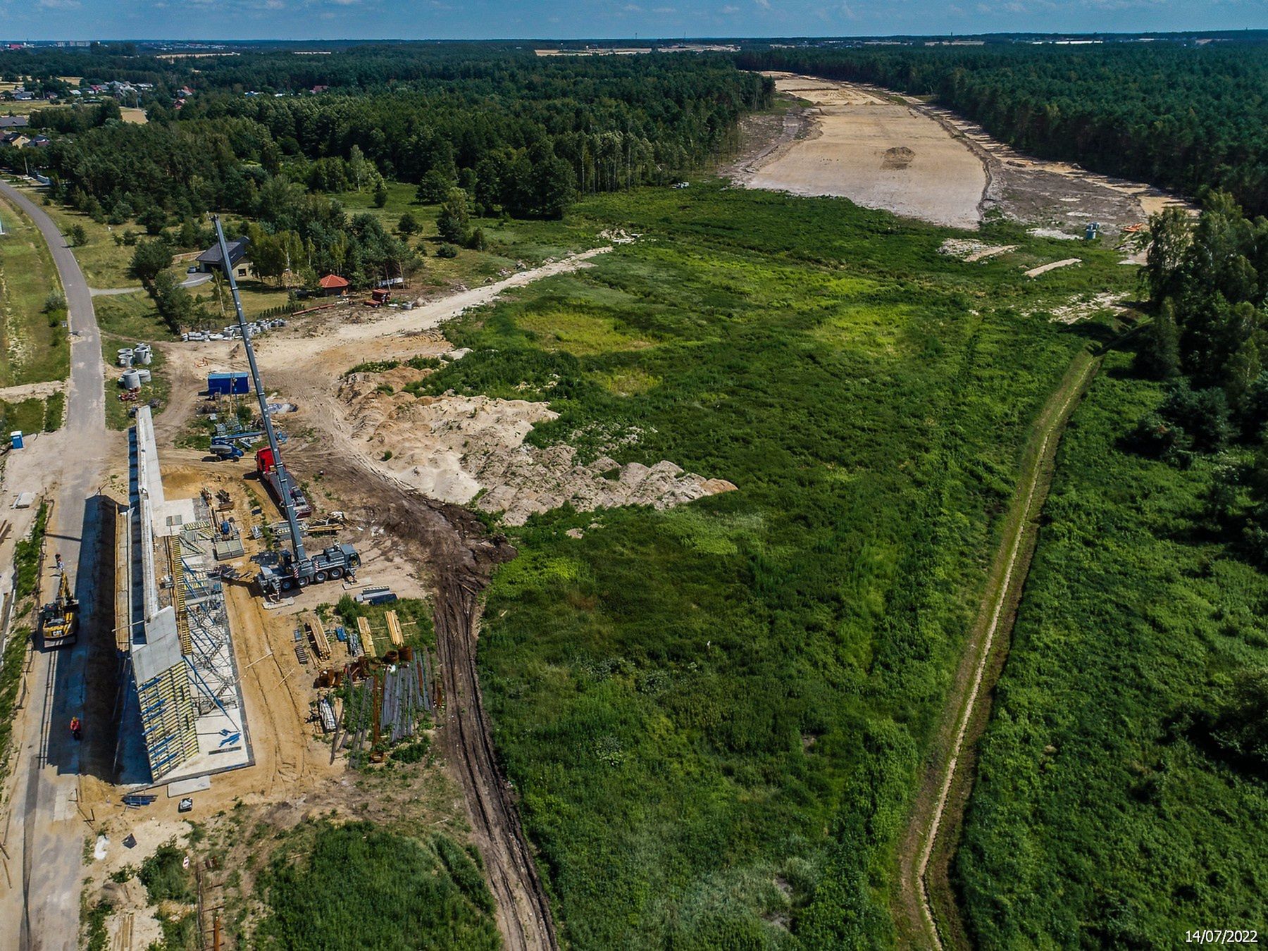 Budowa autostrady A2 na odcinku Gręzów-Siedlce Zachód, stan na lipiec 2022 r.