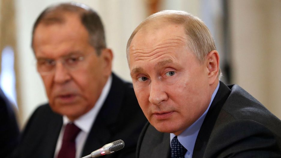 Temporary
Russian President Vladimir Putin (R), accompanied by Foreign Minister Sergei Lavrov, meets with Slovak Prime Minister on the sidelines of the St. Petersburg International Economic Forum (SPIEF) at the Konstantin (Konstantinovsky) Palace outside Saint Petersburg on June 6, 2019. (Photo by Dmitri Lovetsky / POOL / AFP)
DMITRI LOVETSKY