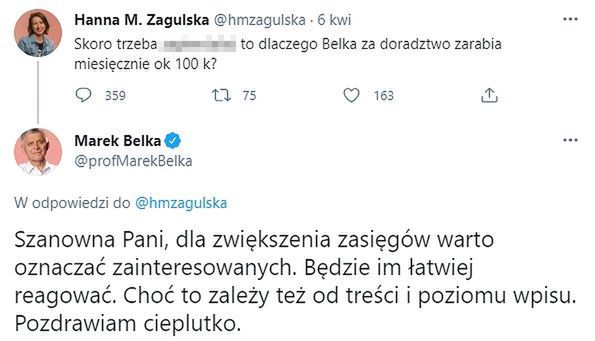 Marek Belka postanowił odnieść się do krytycznego wpisu na swój temat. Jego autorką jest Hanna Zagulska, aktywistka społeczna