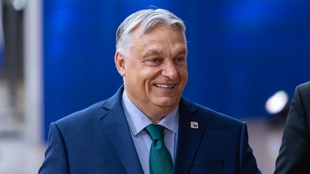 Viktor Orban PM Of Hungary At The European Council Summit
Prime Minister of Hungary Viktor Orban attends the European Council summit appearing smiling. The Hungarian PM Viktor Orbán arrives walking and does a stand up doorstep press statement and responds to questions from journalist of international media. At the summit of the EU leaders and heads of states, discussion was about the bloc signing a security agreement with Ukraine and held discussions on further military support while the President of Ukraine was earlier at the Council, discussed bloc's defence, future strategic agenda, Middle East, security while the EU heads of states agreed on the top official nominations for the blocs key power roles. EUCO, Brussels, Belgium on June 27, 2024  (Photo by Nicolas Economou/NurPhoto via Getty Images)
NurPhoto
geographical locations, elections, face expression, happy, eu, flags, european, laugh, closeup, man, leader, media, gesture