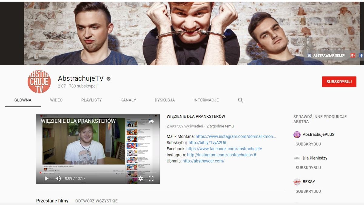 Kanały Abstrachuje posiadają już 7 mln subskrybentów i ponad 1,1 mld wyświetleń treści