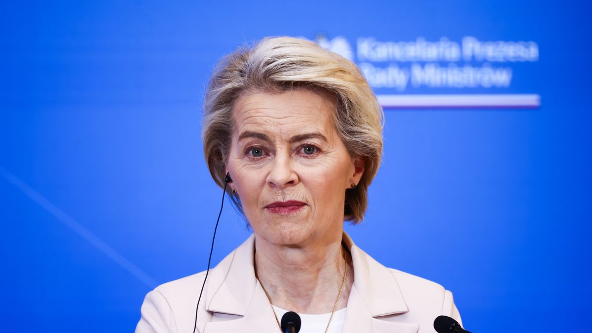President Of European Commission And PM Of Belgium In Poland
Ursula von der Leyen, the President of European Commission, is seen during a press conference after a bilateral meeting in the Prime Minister Chancellery on February 23, 2024 in Warsaw, Poland. The chairwoman of the EU executive arrived to announce that up to 137 billion euros of EU funds, currently blocked for Poland, will be released by the College of Commissioners next week. (Photo by Beata Zawrzel/NurPhoto via Getty Images)
NurPhoto
polish, european, union, bilateral meeting, prime minister chancellery, february 23, eu executive, 137 billion euros, eu funds, college of commissioners, release, beata zawrzel, nurphoto, eu, funds blocked, announcement, next week, eu budget, financial release, poland eu relations, eu financial aid, warsaw meeting, european politics, european commission decision, financial assistance, eu member state, european governance, eu commission president, eu finance.