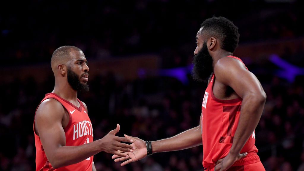 Getty Images / Harry How / Na zdjęciu od lewej: Chris Paul i James Harden