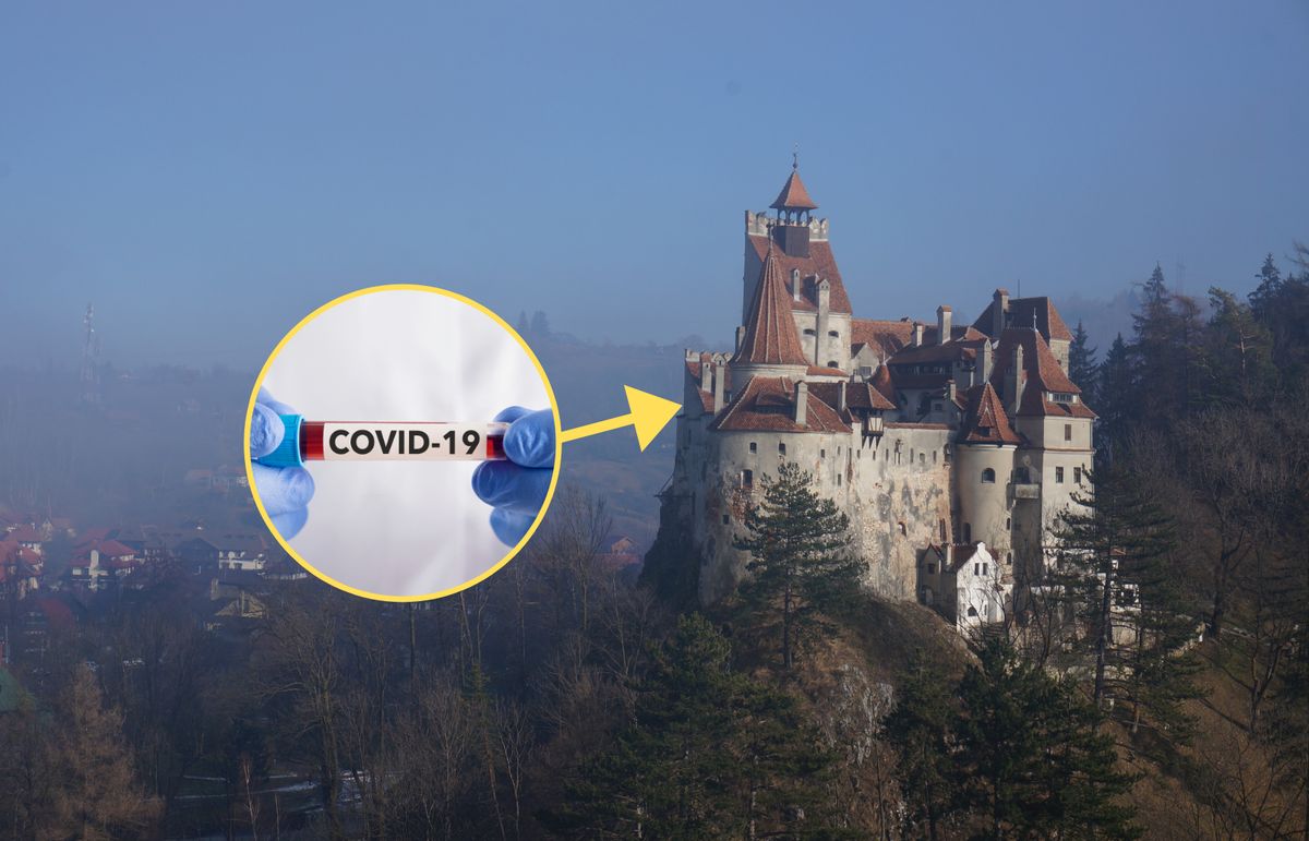 Punkt szczepień w zamku w Branie (Rumunia)