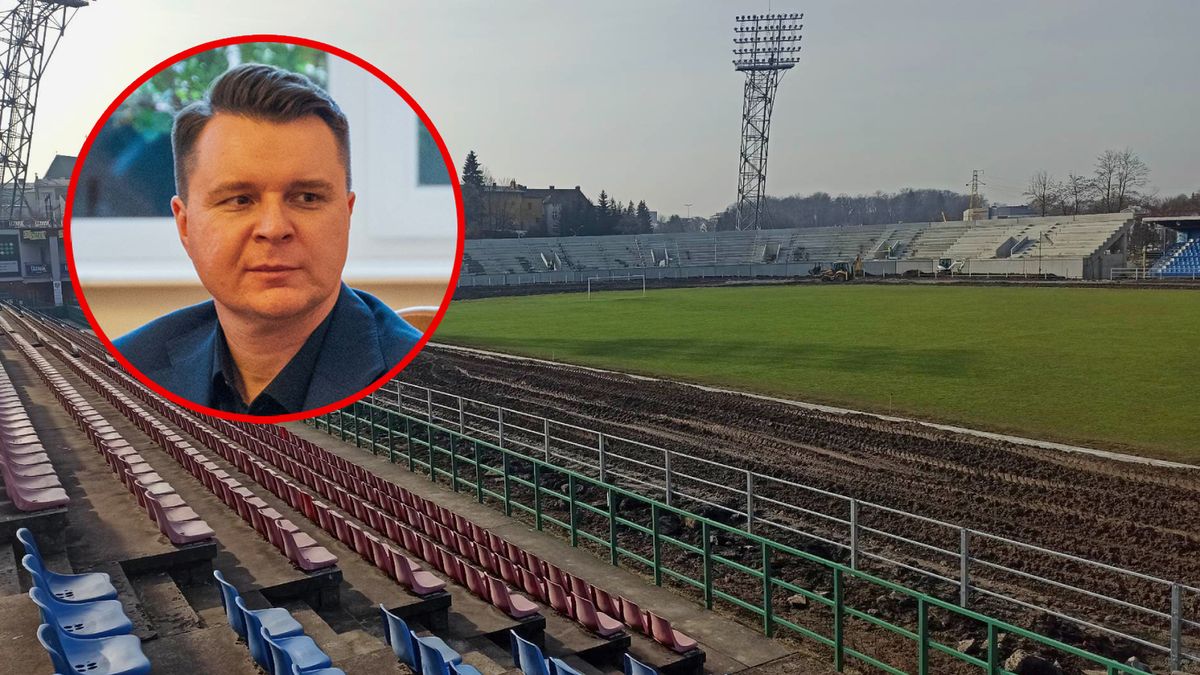 Grzegorz Leśniak i aktualny stan stadionu w Krośnie