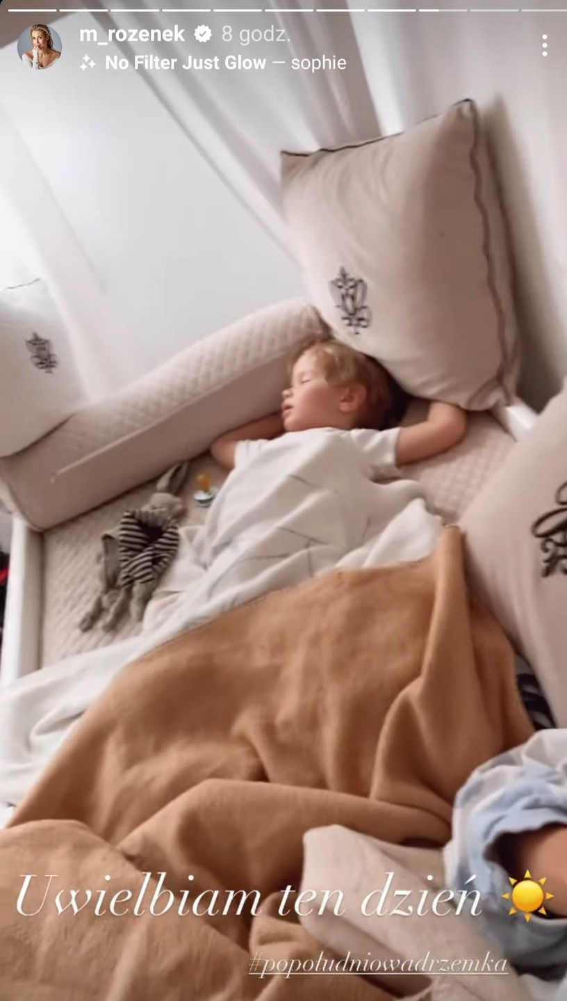 Małgorzata Rozenek i śpiący Henio