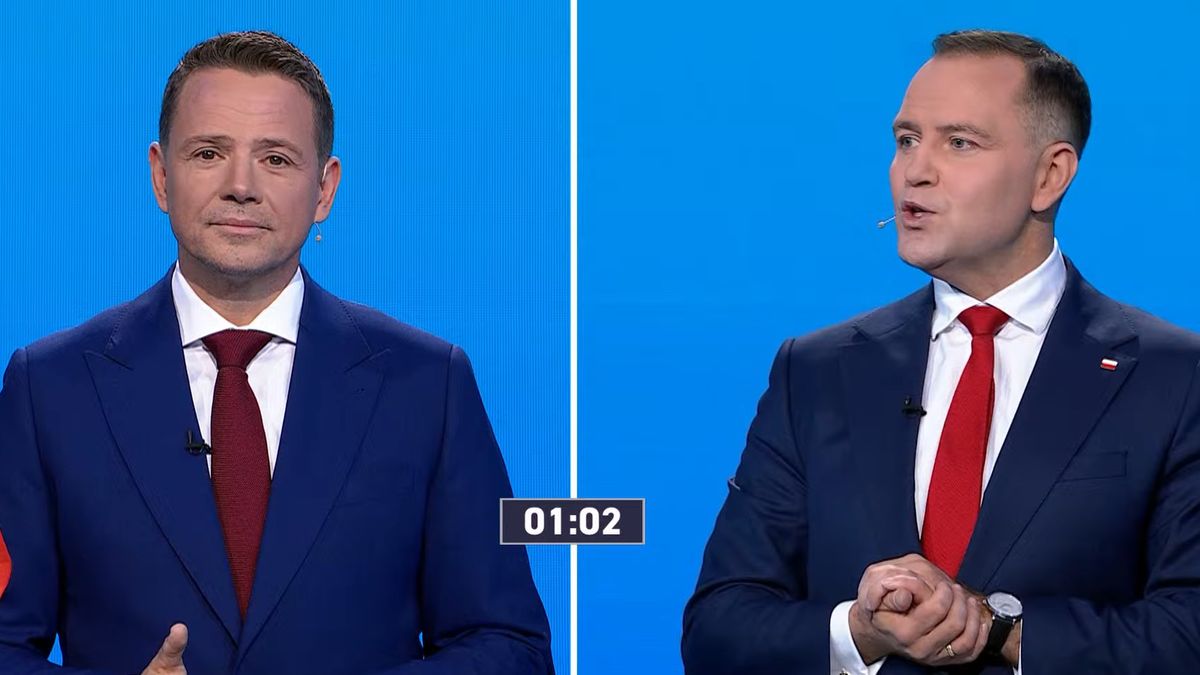 YouTube / TVP / Rafał Trzaskowski i Karol Nawrocki podczas debaty prezydenckiej
