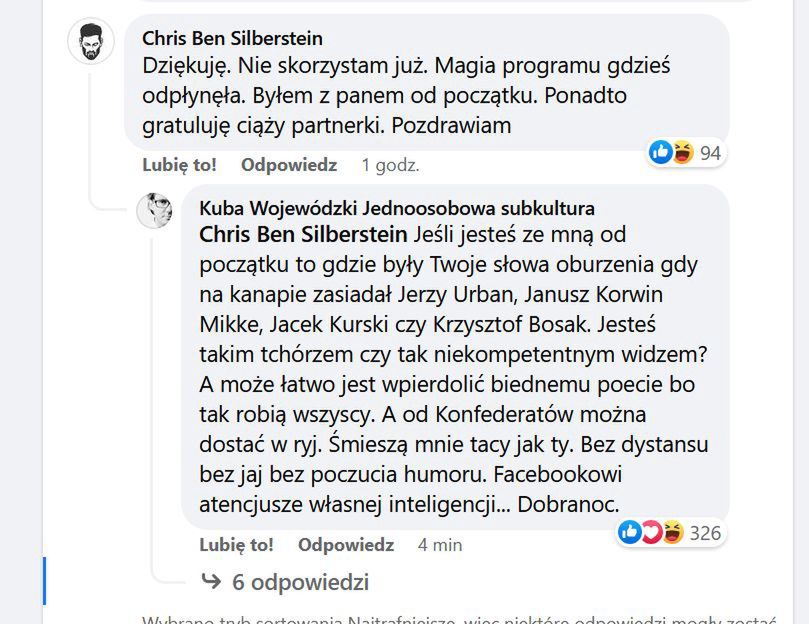 Kuba Wojewódzki odpisał fanowi