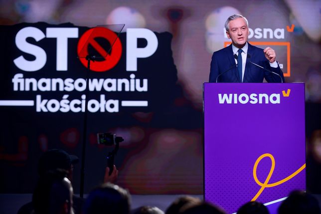 Robert Biedroń podczas konwencji Wiosny w Warszawie