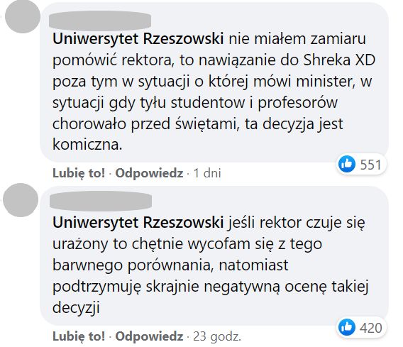 "Shrek" vs Uniwersytet Rzeszowski