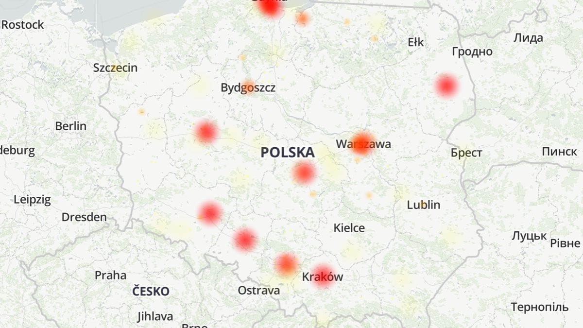 Mapa zgłoszeń awarii Millennium