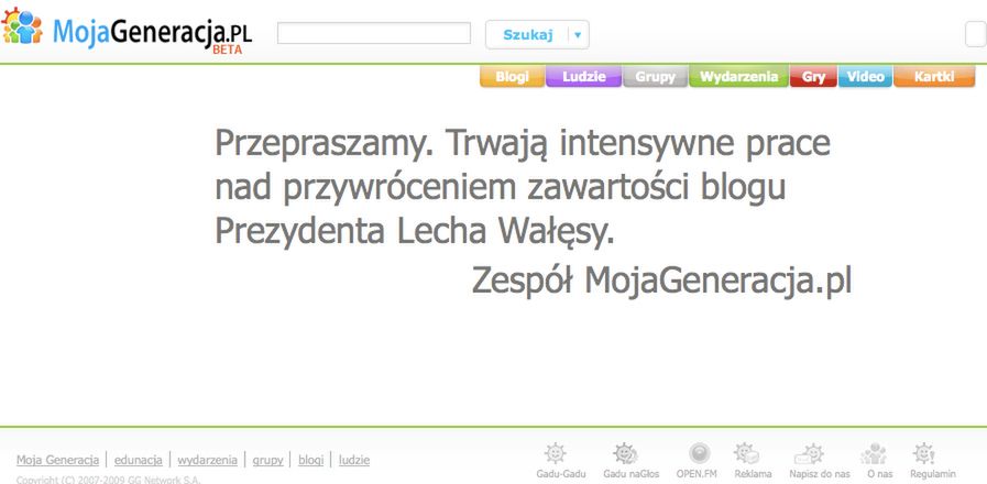 Blog Lecha Wałęsy zhackowany