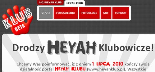 Portal Klubu Heyah zawiesza działalność