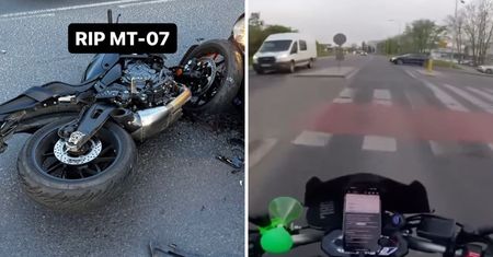 Motocyklista nagrał własny wypadek